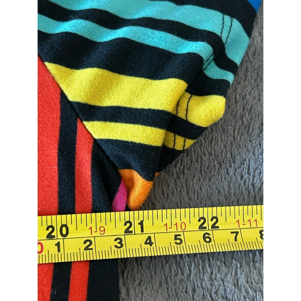 Rainbow Stripe Short Sleeve Womens Polyester  Spandex Casual - Picture 5 of 6